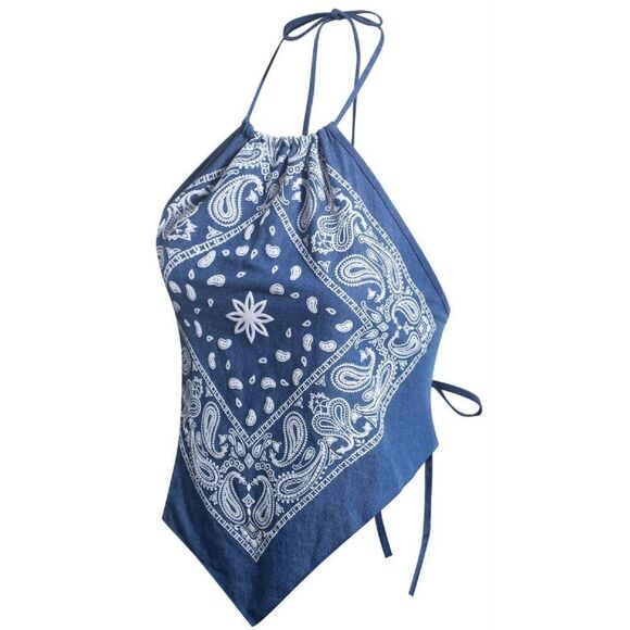 NWT Sexy Paisley Bandana/ Tie dye Halter Top Shirt size Medium - Picture 1 of 7